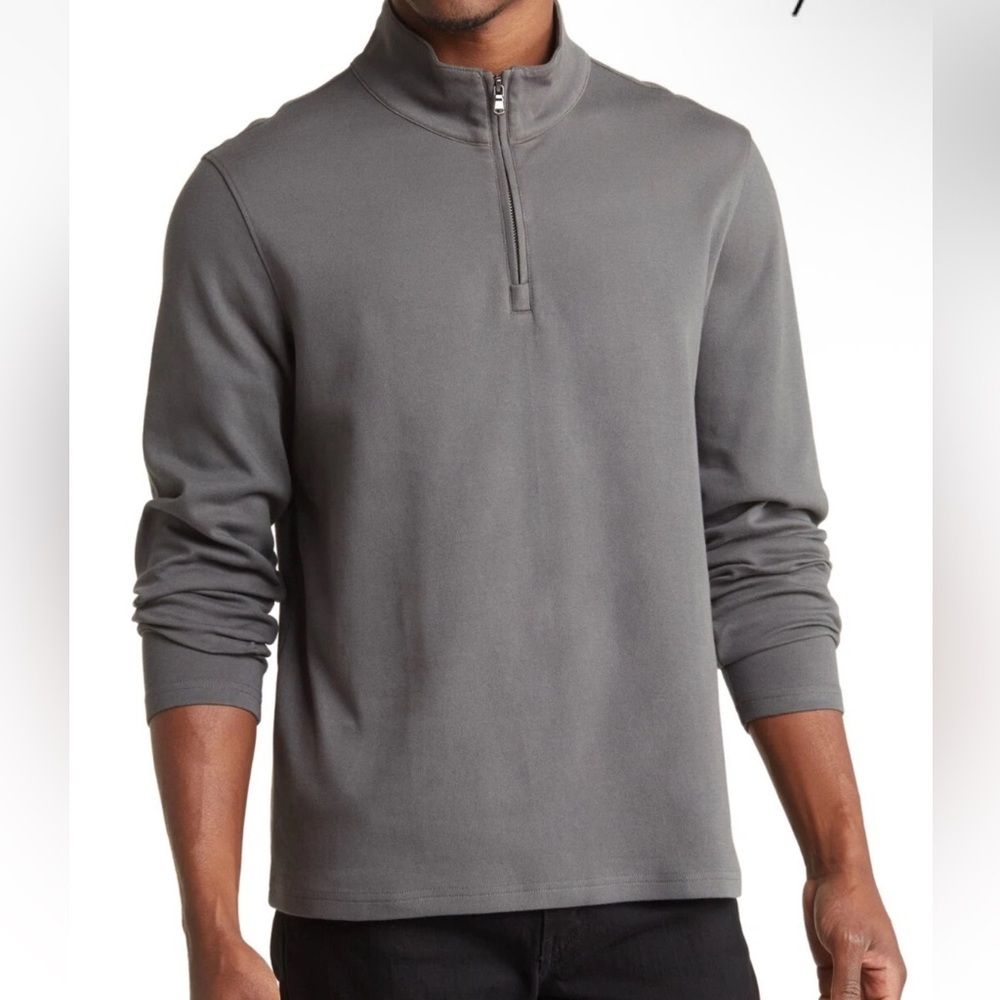 ZACHARY PRELL JOE QUATER ZIP COTTON BLEND CHARCOAL PULLOVER. NWT $148. SZ medium